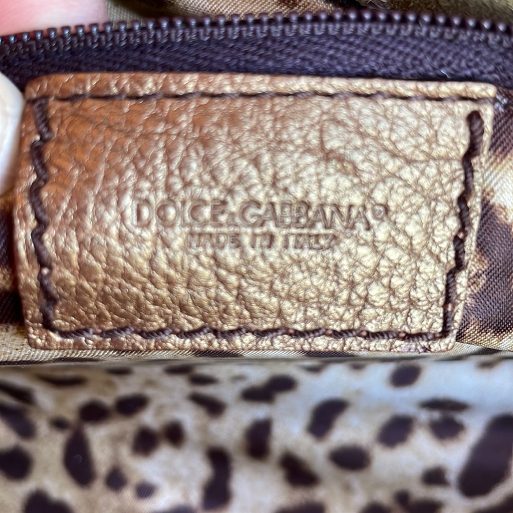 DOLCE & GABBANA vintage golden bronze shoulder handbag, never used - Picture 10 of 14
